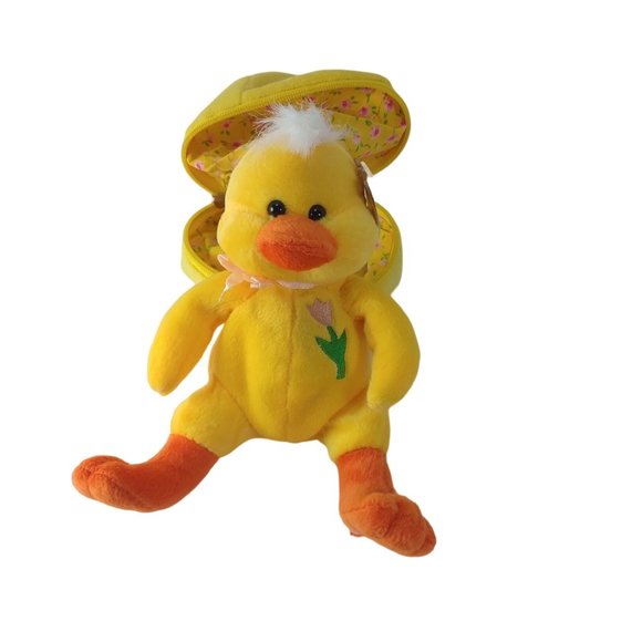 Vintage Plushland Duckling/Chick In Zippered Easter Egg Plush 8" Stuffed Animal - Picture 6 of 9